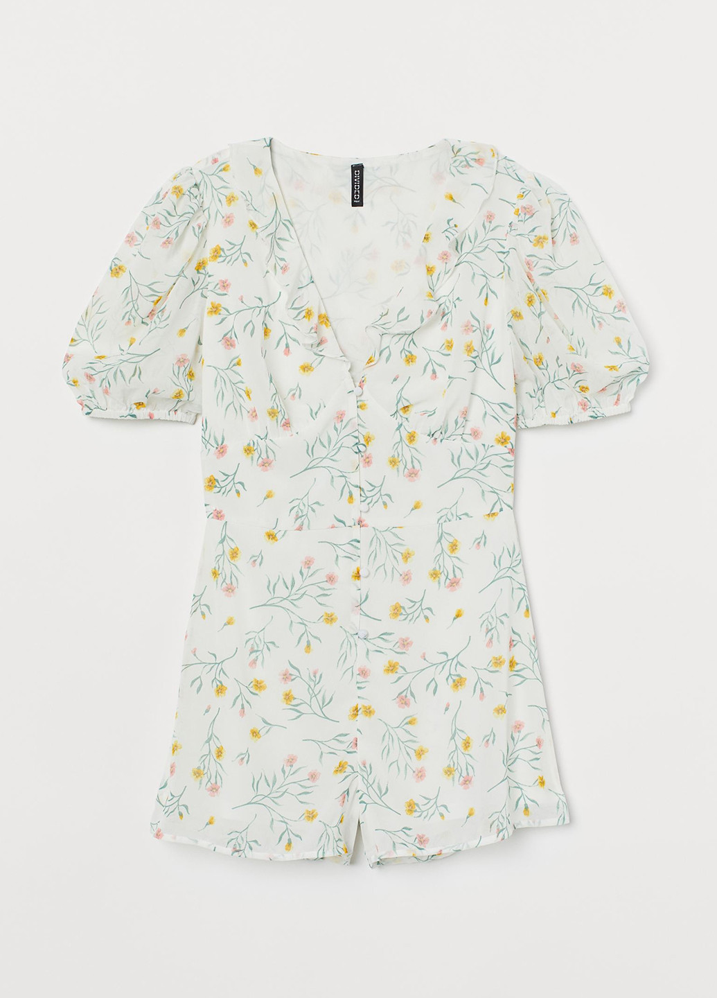Комбинезон H&M комбинезон-шорты цветочный белый кэжуал полиэстер