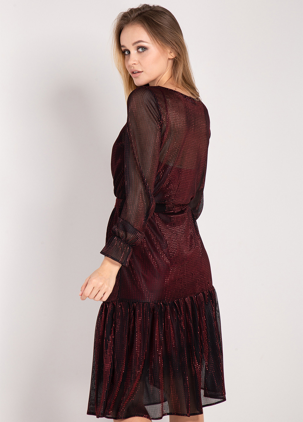 Темно-бордовое кэжуал платье Bessa однотонное