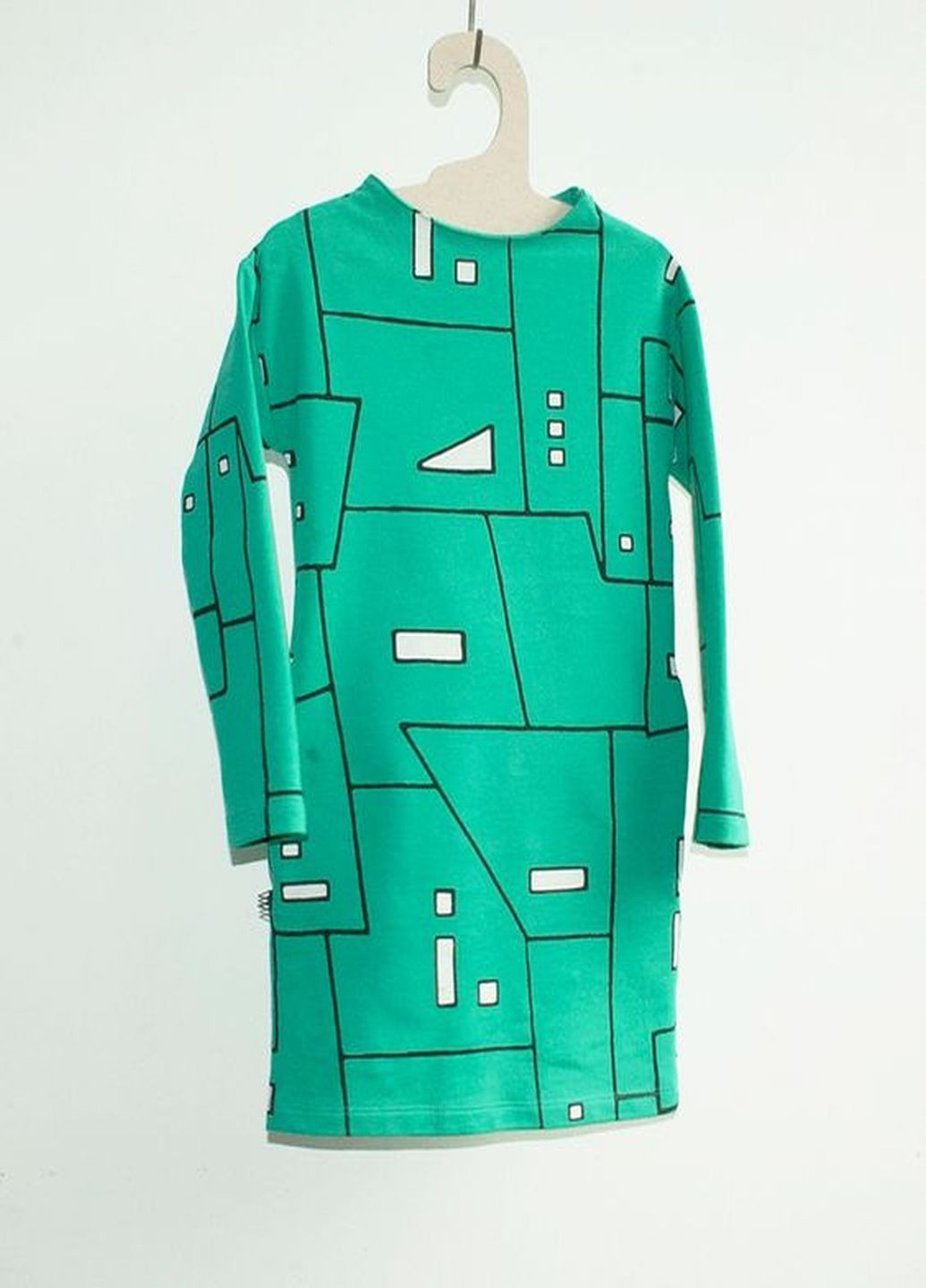 Смарагдова кежуал сукня оверсайз WHEREISMARLO з геометричним візерунком