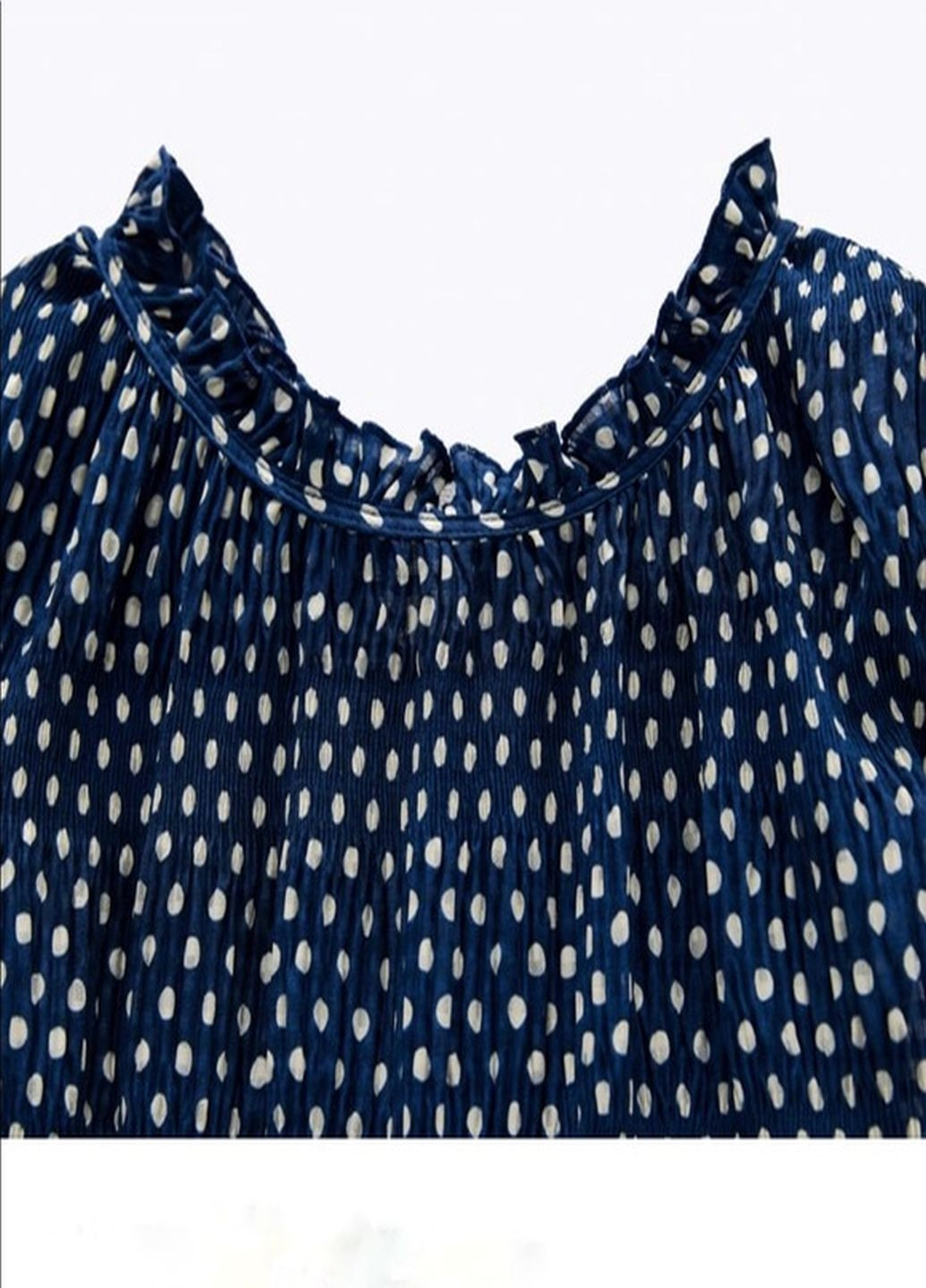 Синяя летняя блуза с баской Zara
