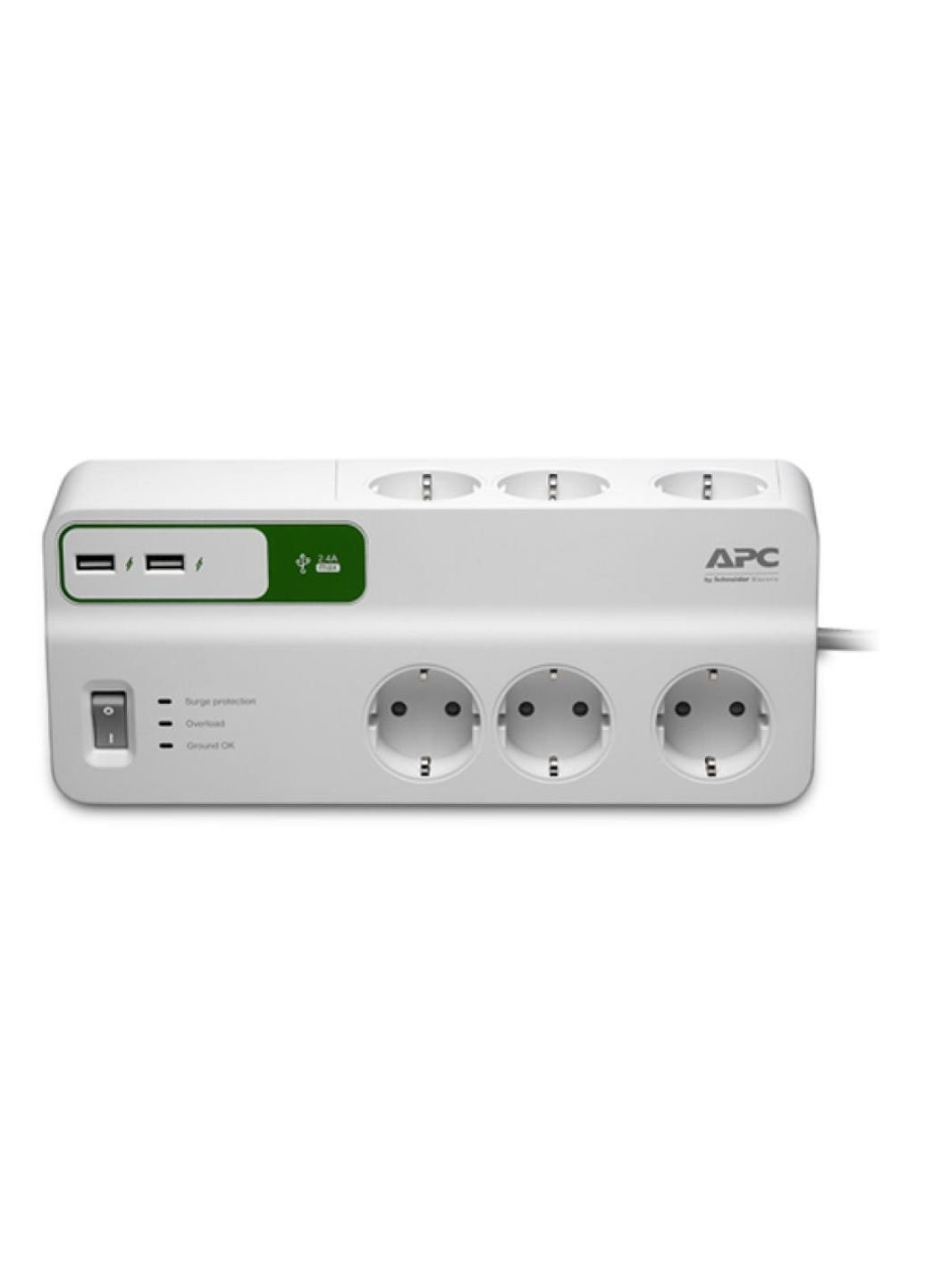 Фільтр живлення Essential SurgeArrest 6 outlets + 2 USB (5V, 2.4A) port (PM6U-RS) APC (251409624)