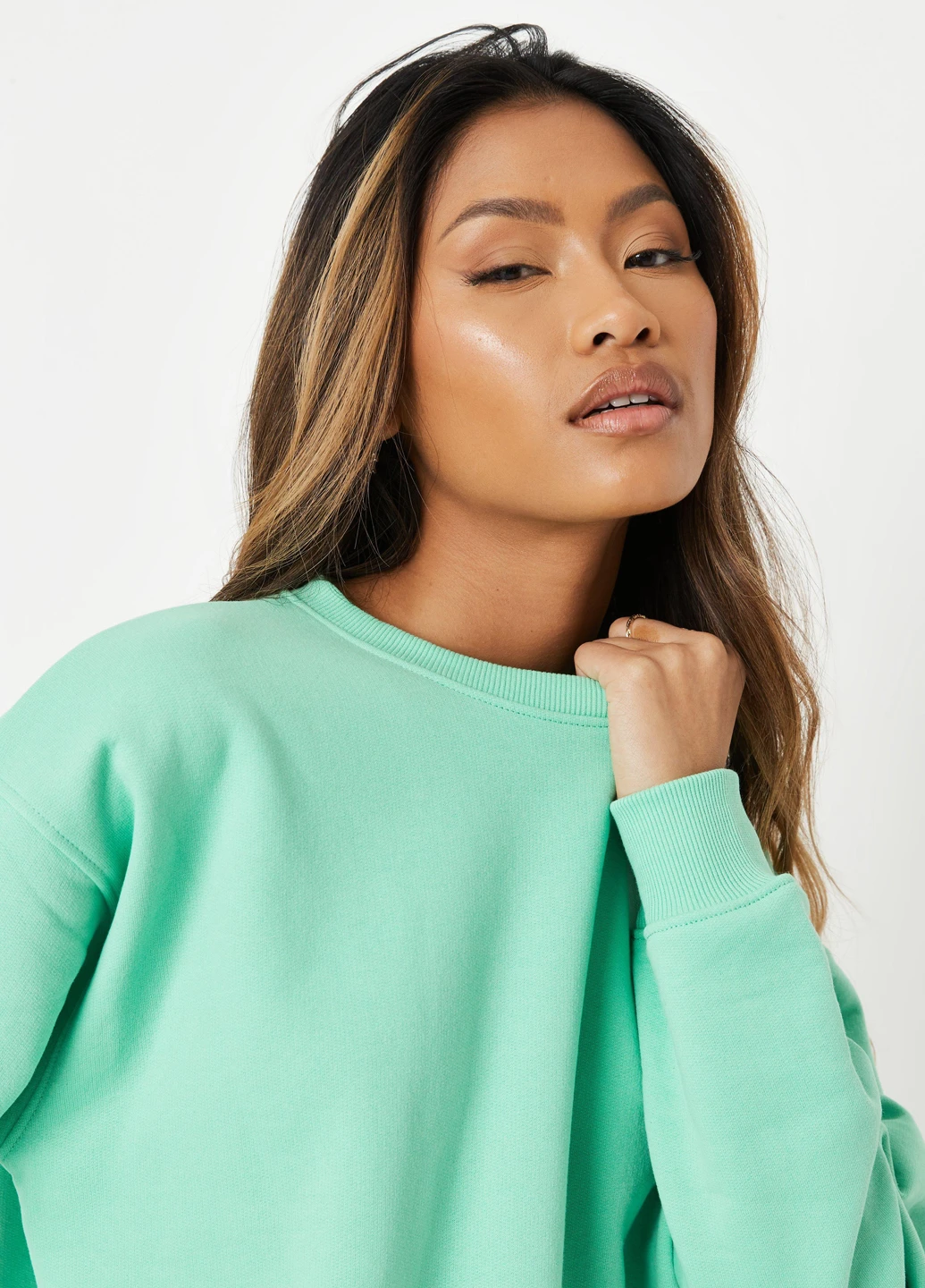 Бірюзовий світшот Missguided однотонний без декору (276131831)