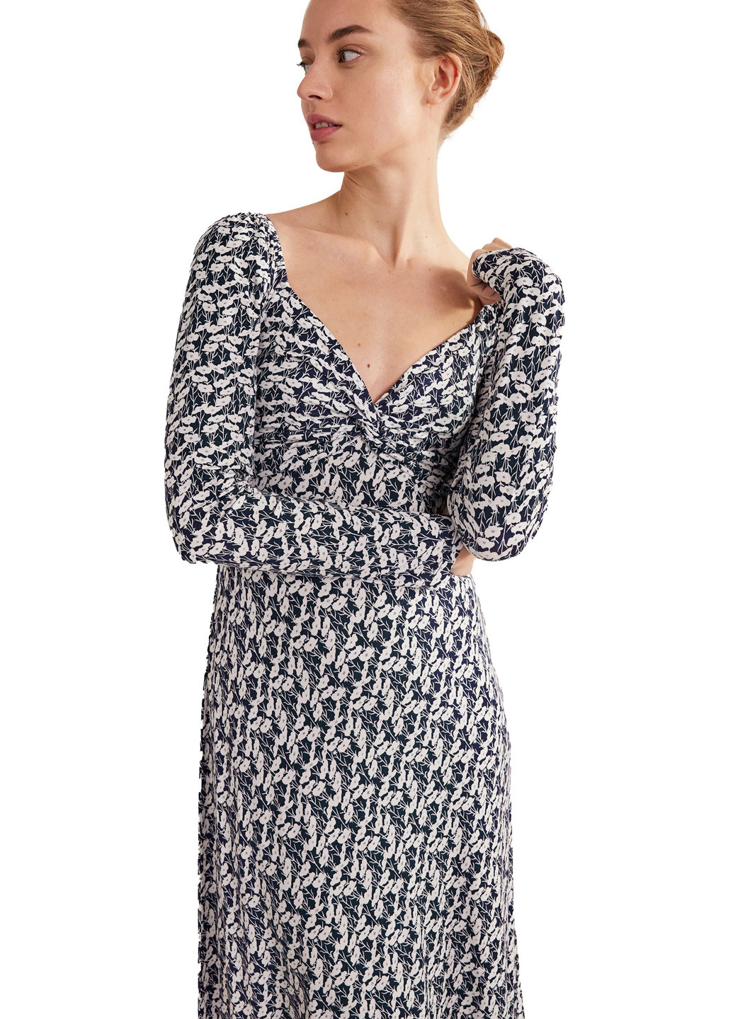 Комбинированное кэжуал платье клеш Boden с цветочным принтом