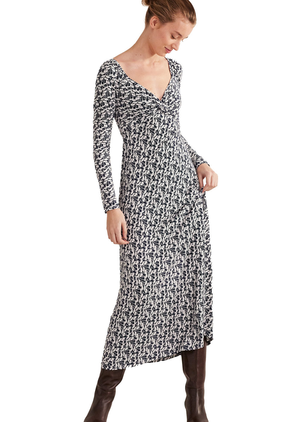 Комбинированное кэжуал платье клеш Boden с цветочным принтом