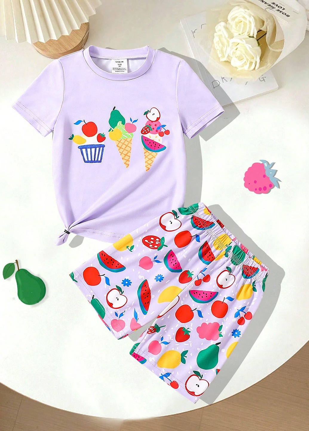 Светло-лиловая всесезон пижама (футболка, шорты) футболка + шорты SHEIN