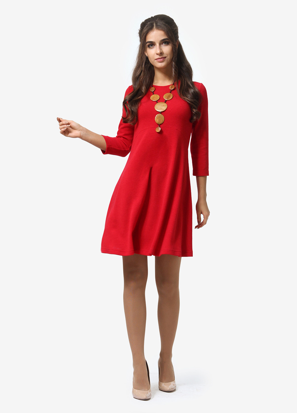 Красное кэжуал платье а-силуэт Agata Webers однотонное