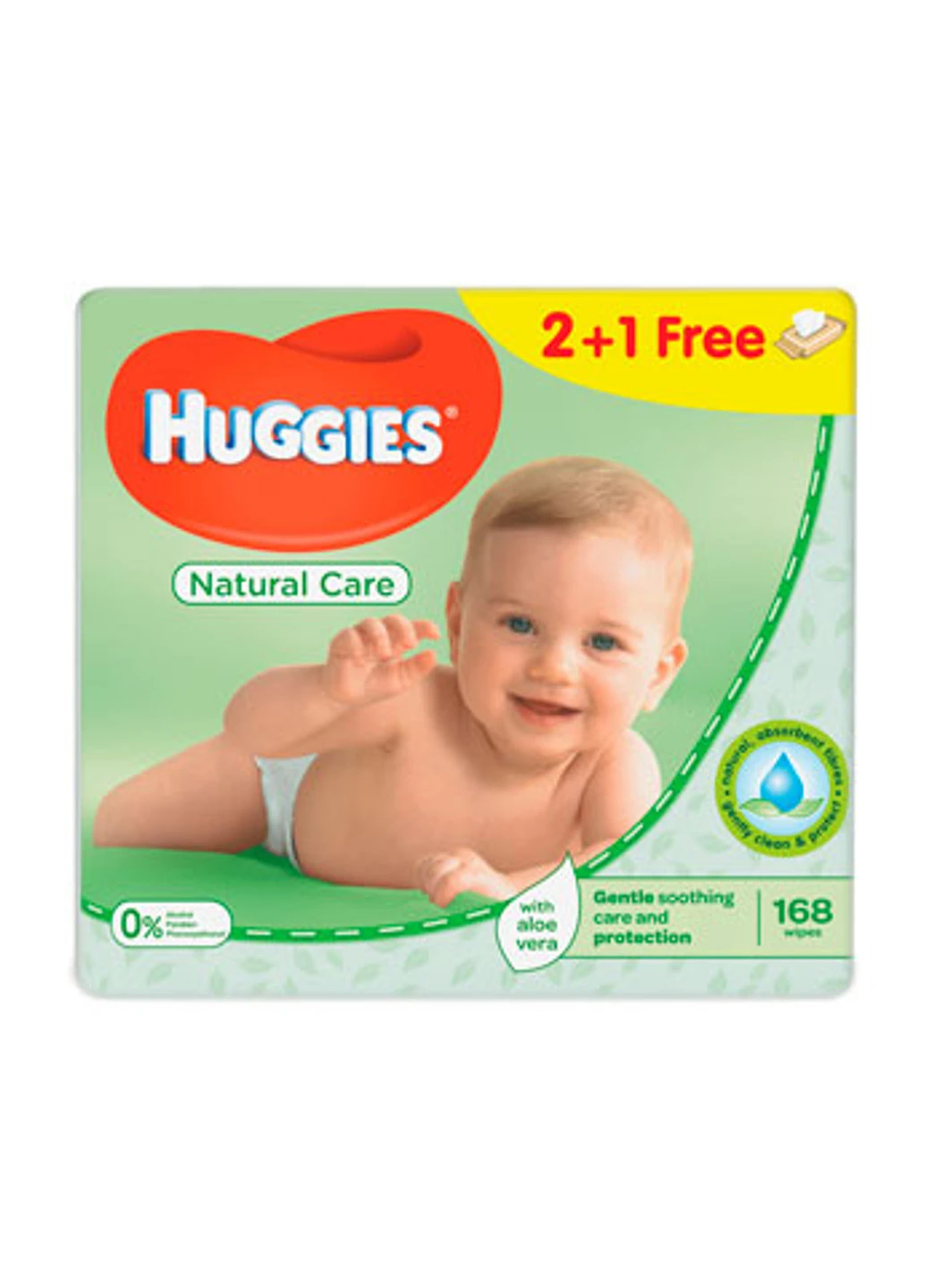 Серветки вологі дитячі Natural Care 2 + 1 шт Huggies (230420466)