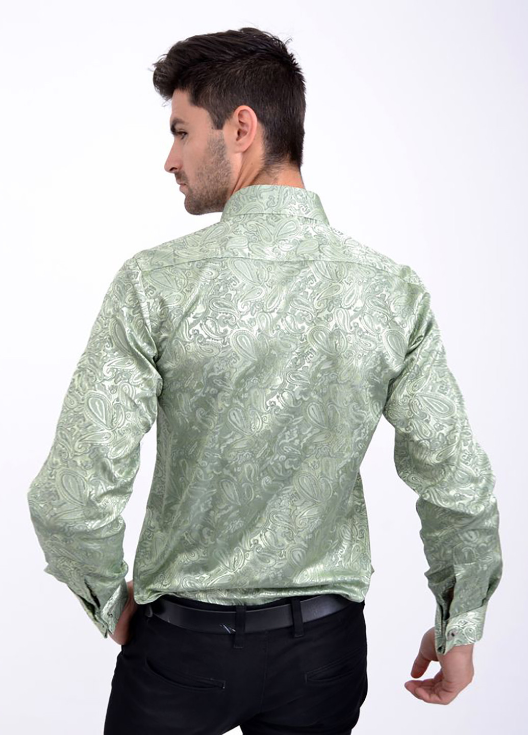 Зеленая кэжуал рубашка с рисунком Ager с длинным рукавом