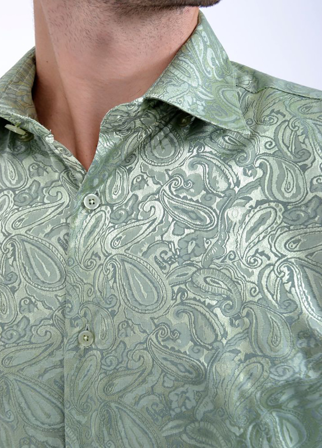 Зеленая кэжуал рубашка с рисунком Ager с длинным рукавом