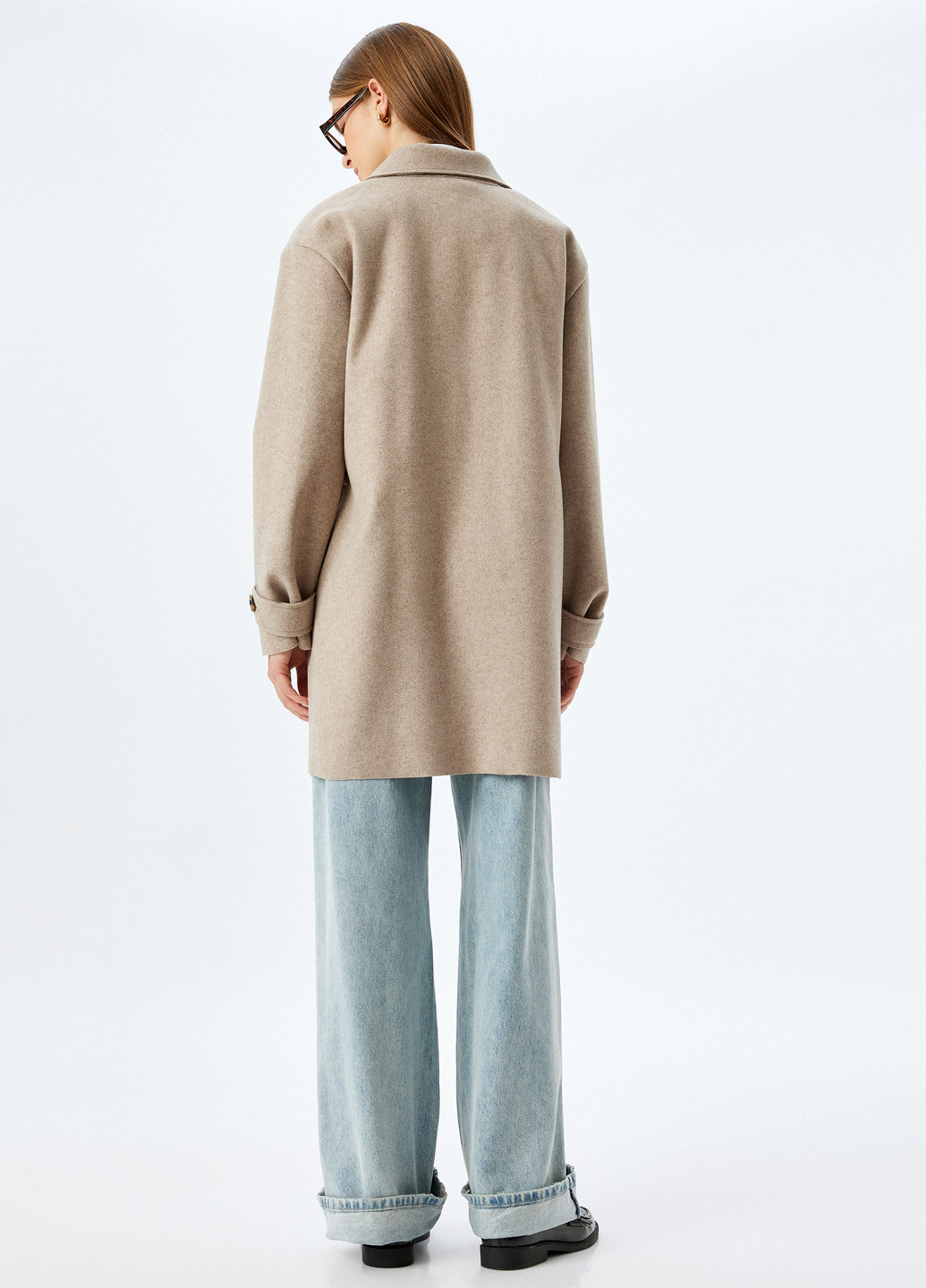 Темно-бежевое демисезонное Пальто однобортное KOTON