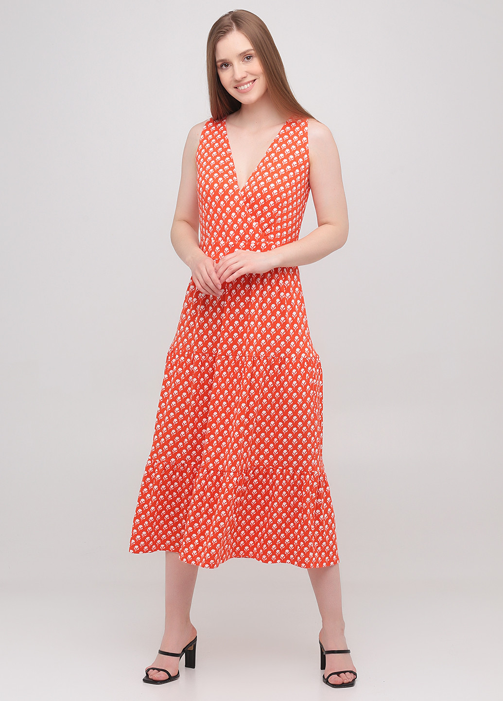 Яскраво-червона кежуал сукня на запах Boden з квітковим принтом