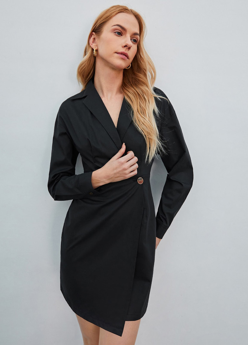 Чорна кежуал сукня сукня-жакет SHEIN однотонна