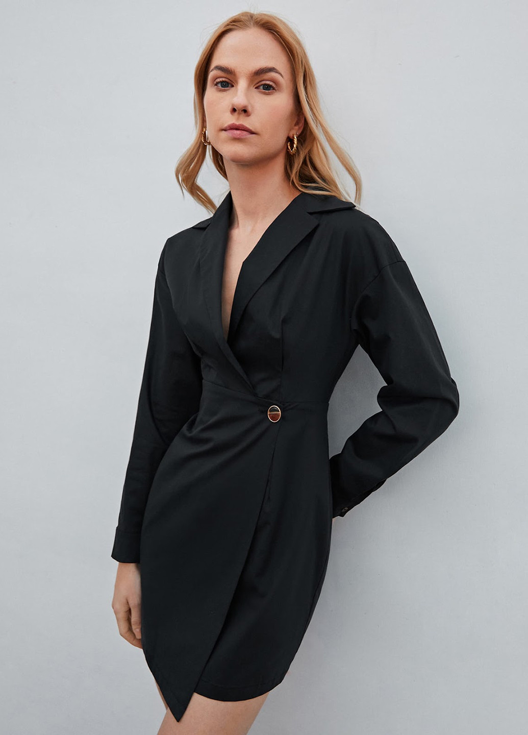 Чорна кежуал сукня сукня-жакет SHEIN однотонна