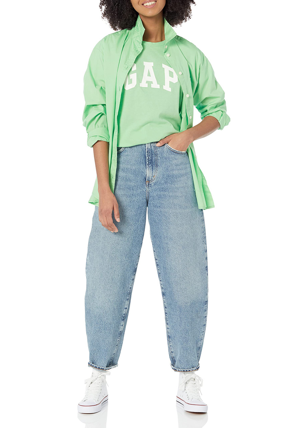 Салатовая кэжуал рубашка однотонная Gap