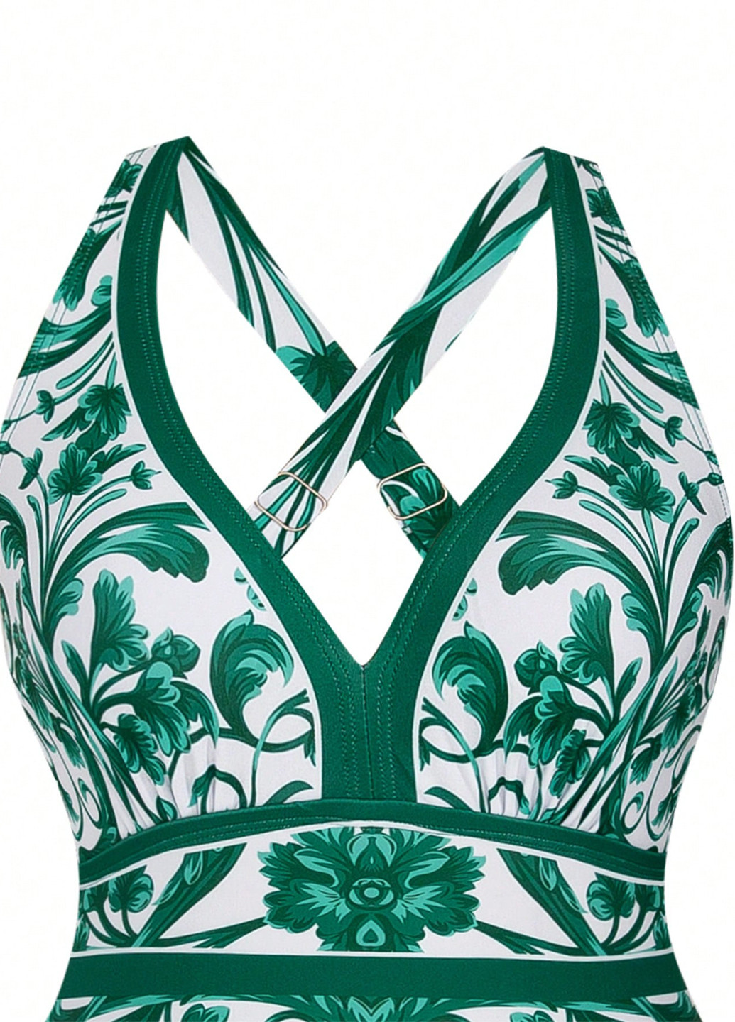 Смарагдовий літній комплект (купальник, спідниця) суцільний, майо SHEIN