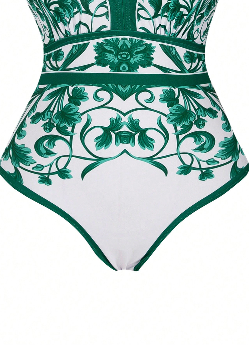 Смарагдовий літній комплект (купальник, спідниця) суцільний, майо SHEIN