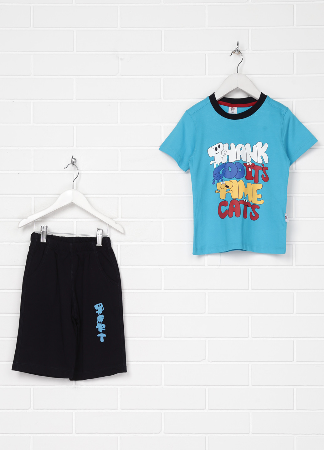 Темно-голубой летний комплект (футболка, шорты) Duna