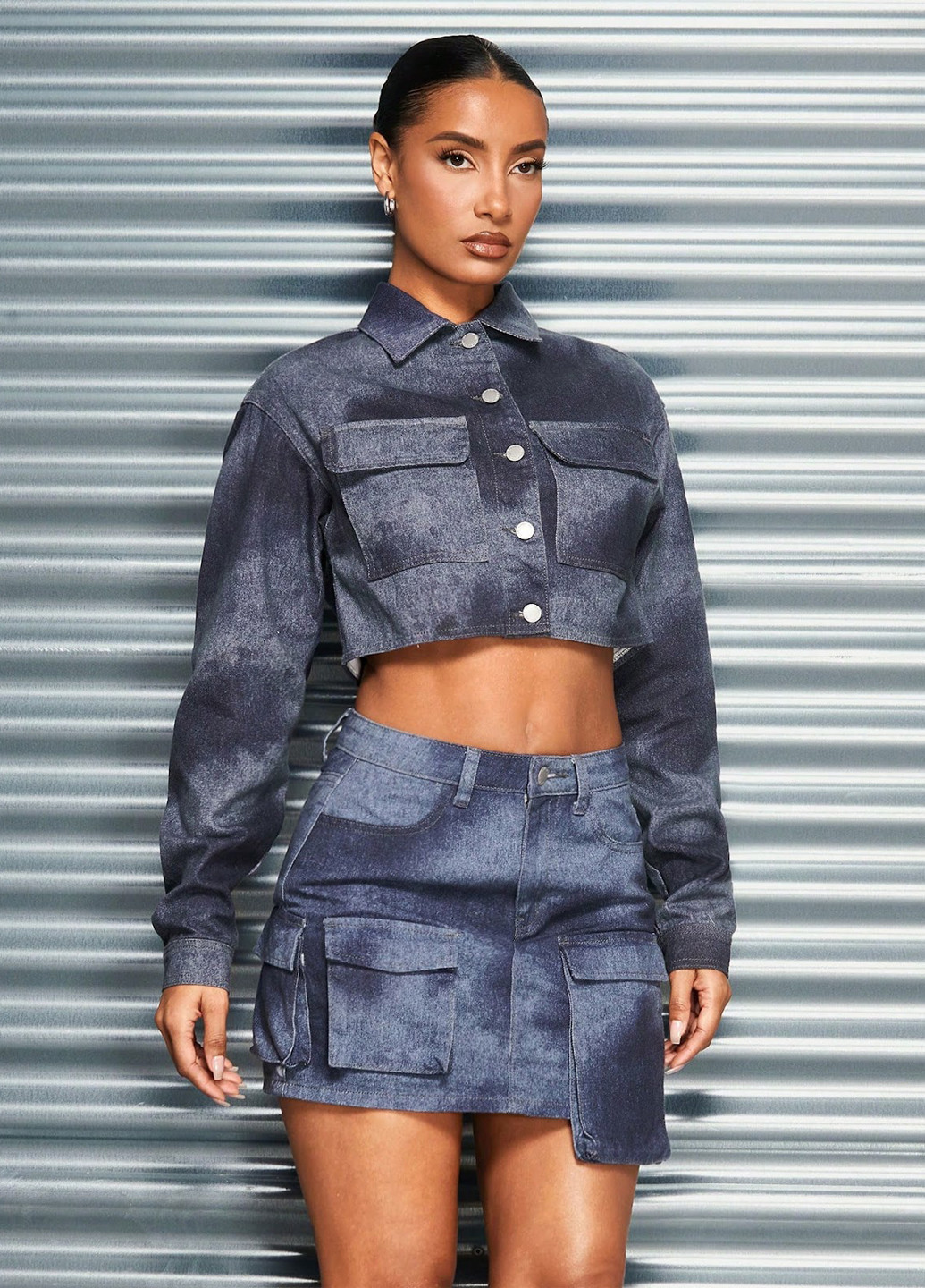 Разноцветная джинсовая юбка SHEIN карго