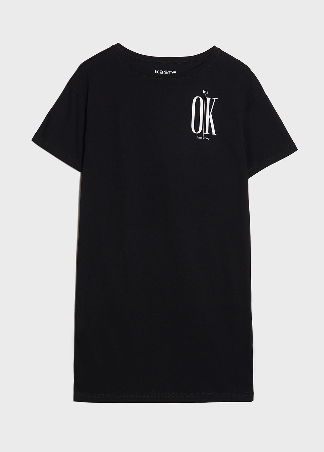 Черное домашнее футболка-платье, черная it's okay платье-футболка KASTA design с надписью