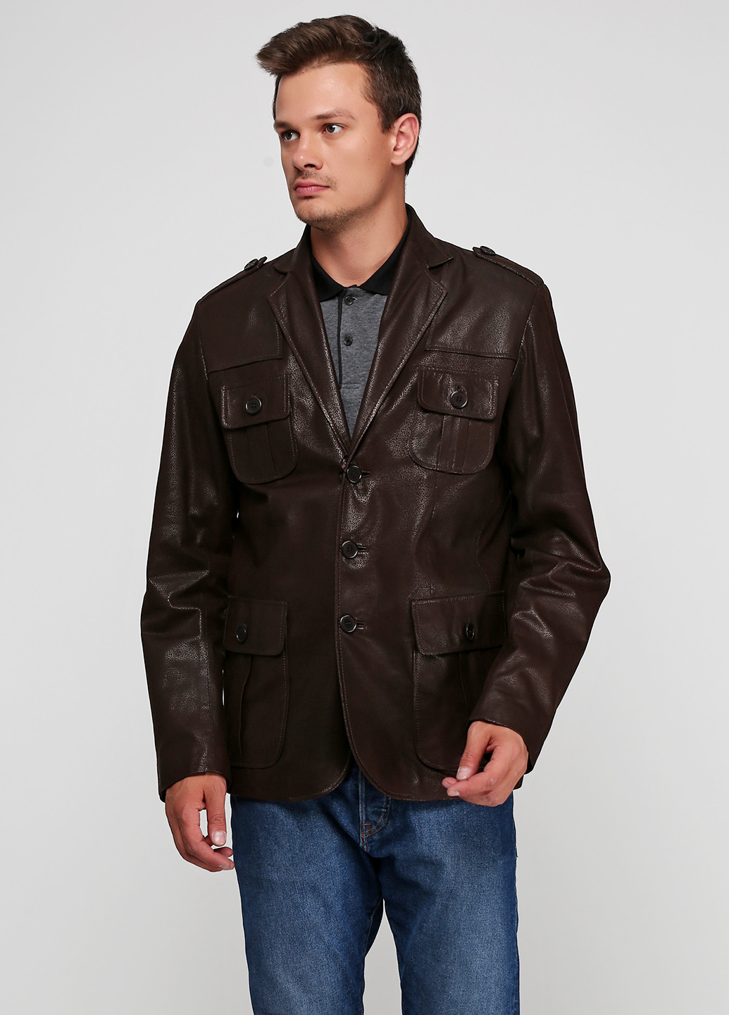Темно-коричнева демісезонна куртка замшева Franco Rossetti