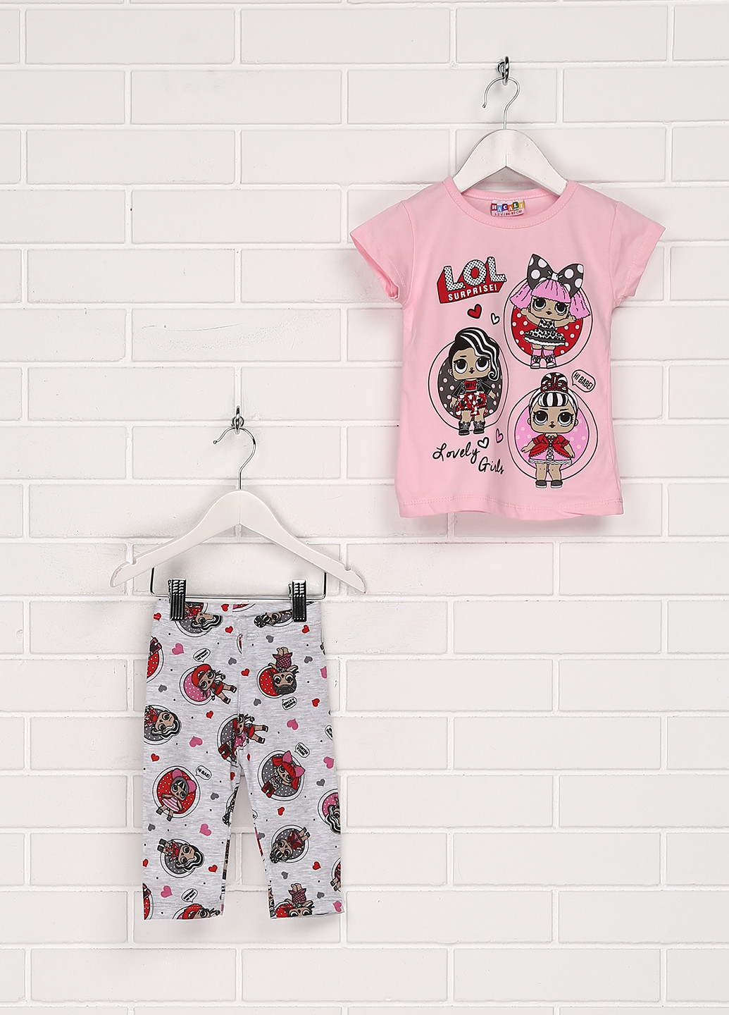 Розовый летний комплект (футболка, леггинсы) Hacali Kids