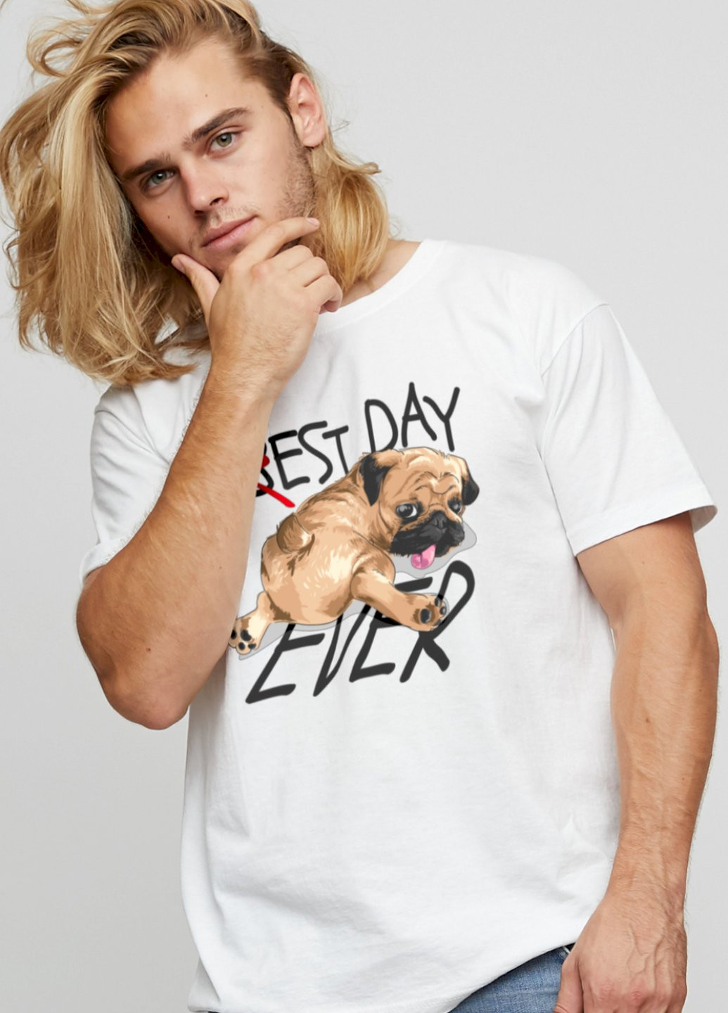 Біла футболка чоловіча basic /air print/ YAPPI