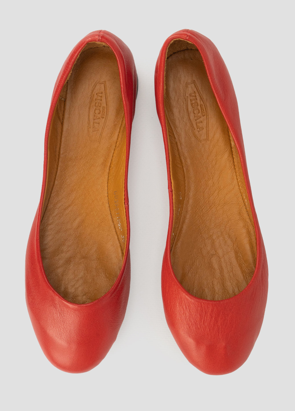 Жіночі балетки Viscala | червоні однотонні без декору натуральна шкіра (299501188)