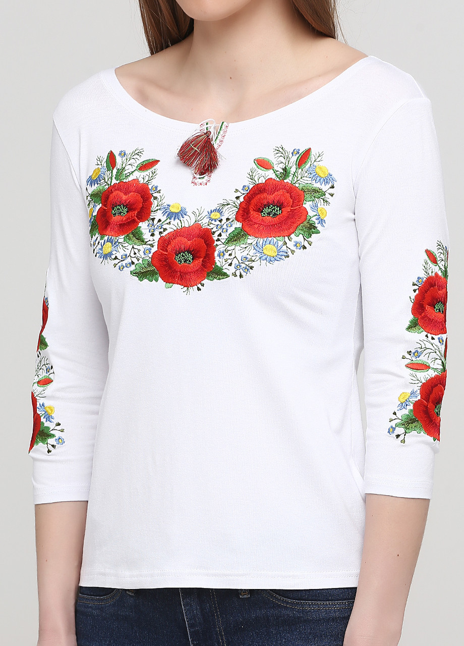 Жіноча вишита футболка Маків Цвіт Melanika (250206176)