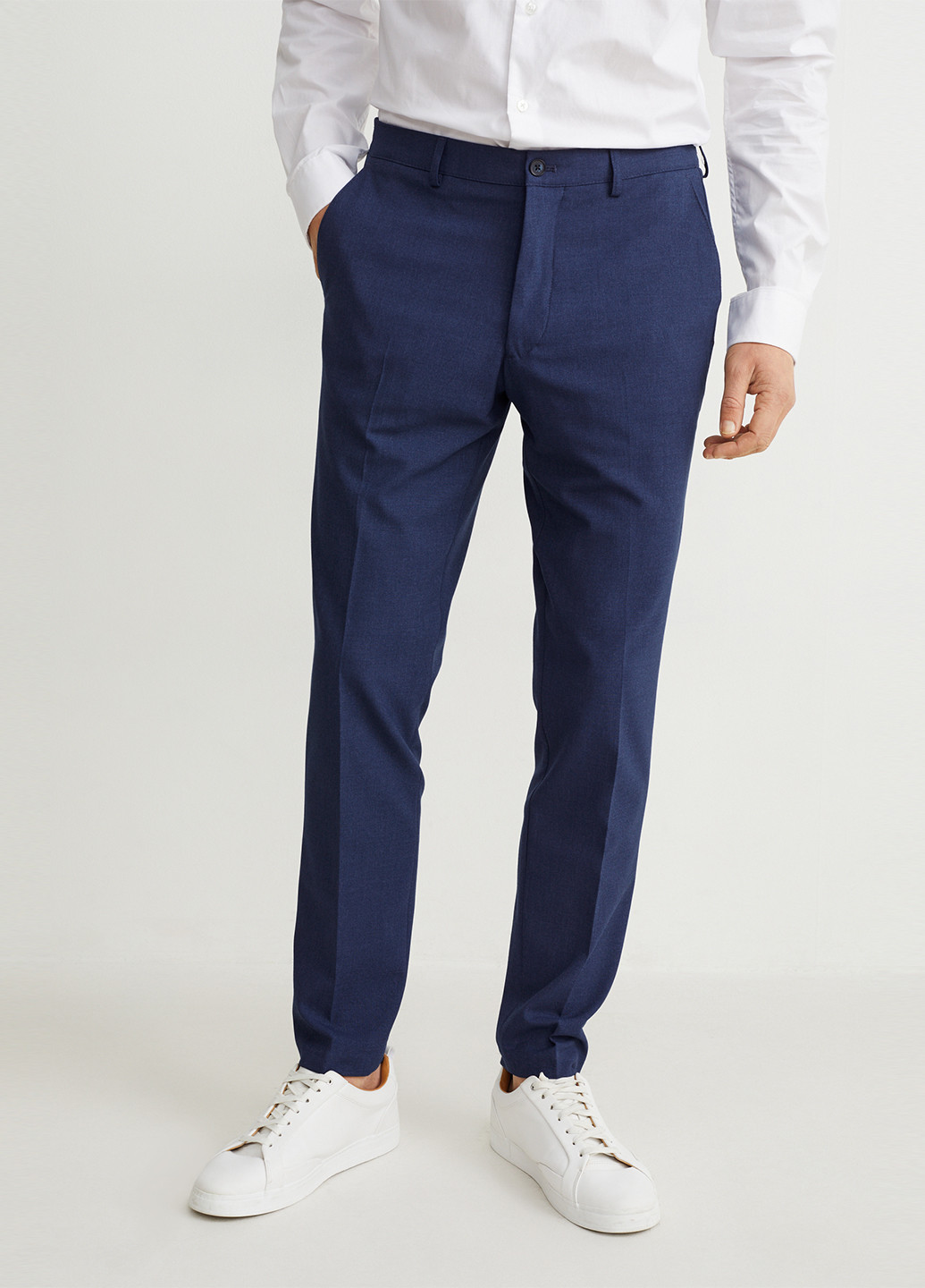 Темно-синие кэжуал, классические демисезонные прямые брюки C&A