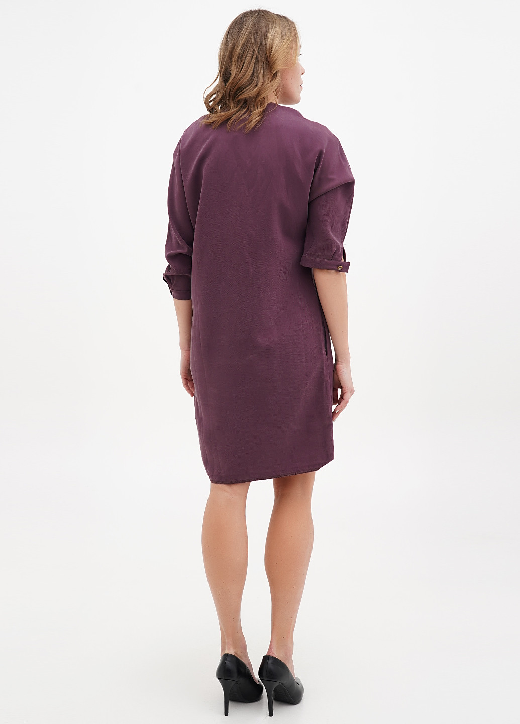 Сливовое кэжуал платье Sassofono однотонное