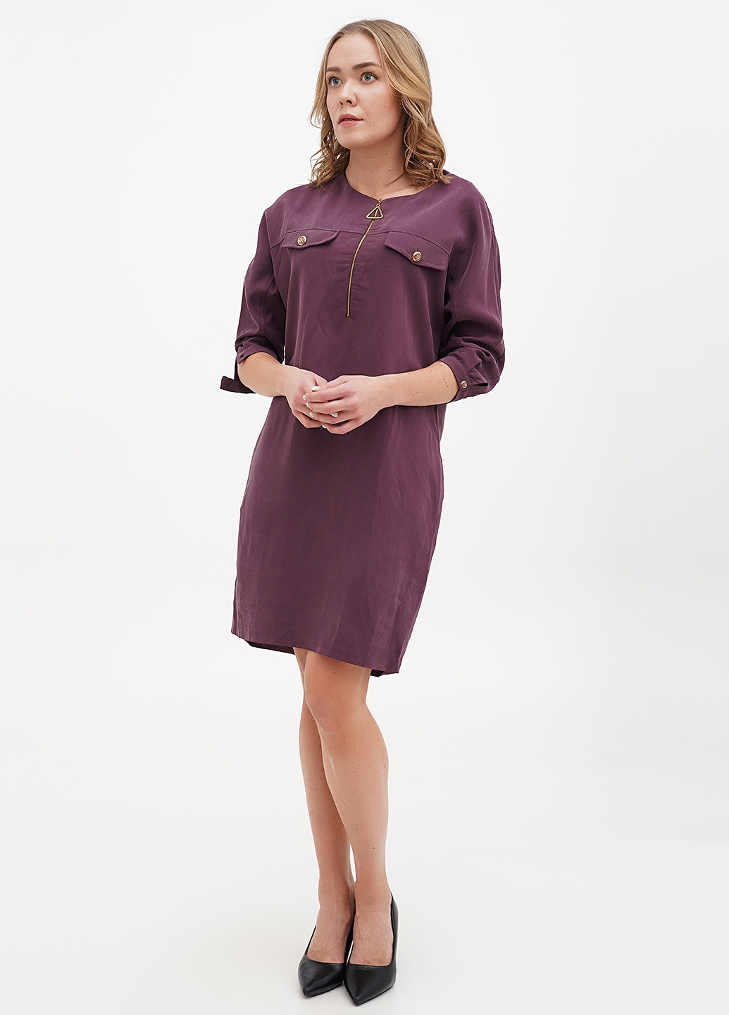 Сливовое кэжуал платье Sassofono однотонное