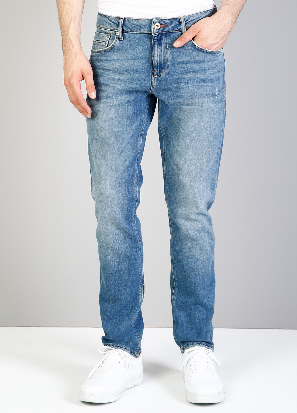 Синие демисезонные со средней талией джинсы Colin's