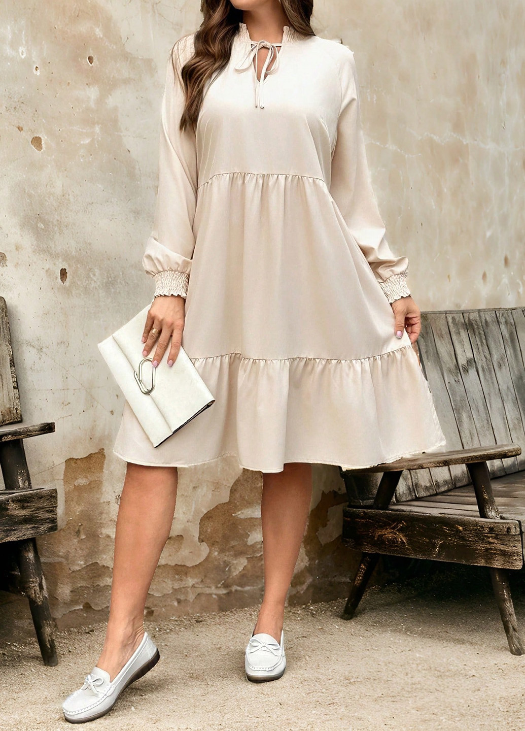 Молочна кежуал сукня а-силует SHEIN однотонна