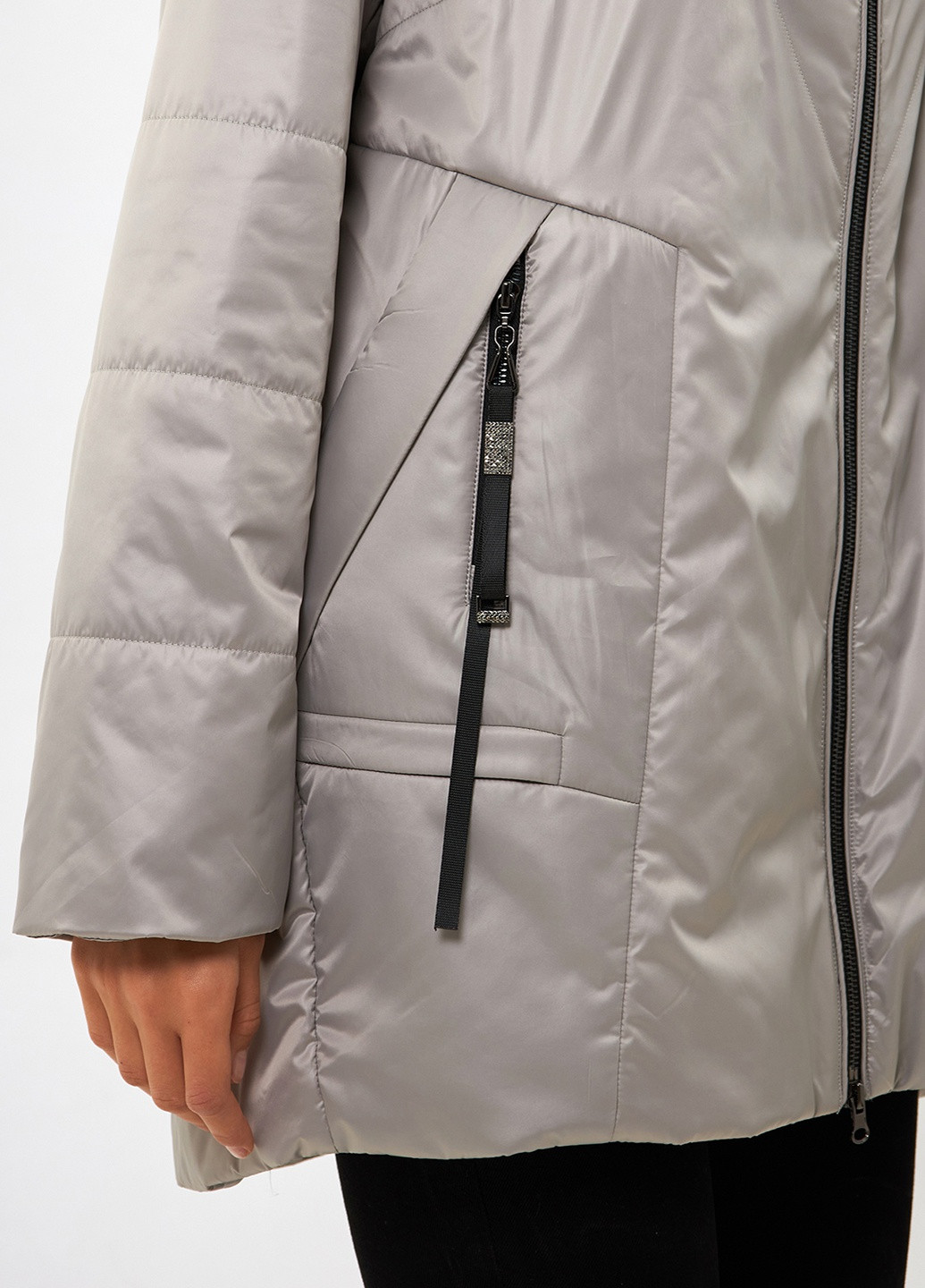 Срібна куртка жіноча батальна з капюшоном Visdeer 909