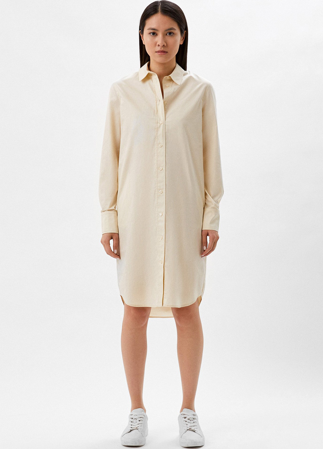 Светло-бежевое кэжуал платье рубашка Calvin Klein однотонное