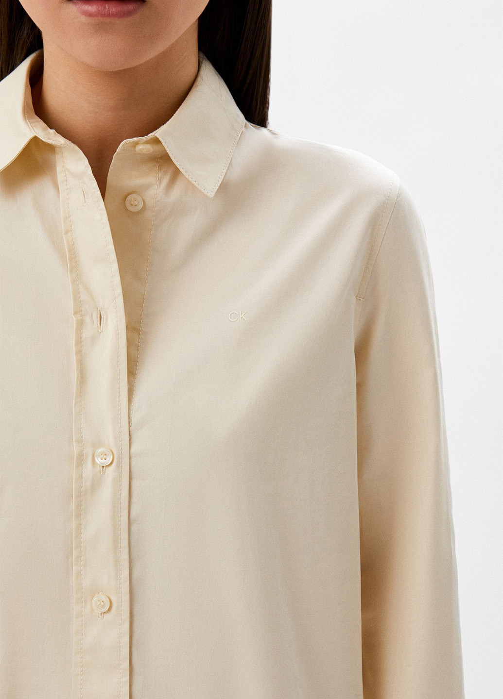 Светло-бежевое кэжуал платье рубашка Calvin Klein однотонное
