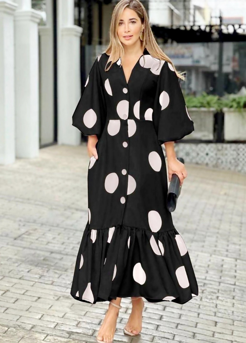 Черное кэжуал платье New Imperial в горошек