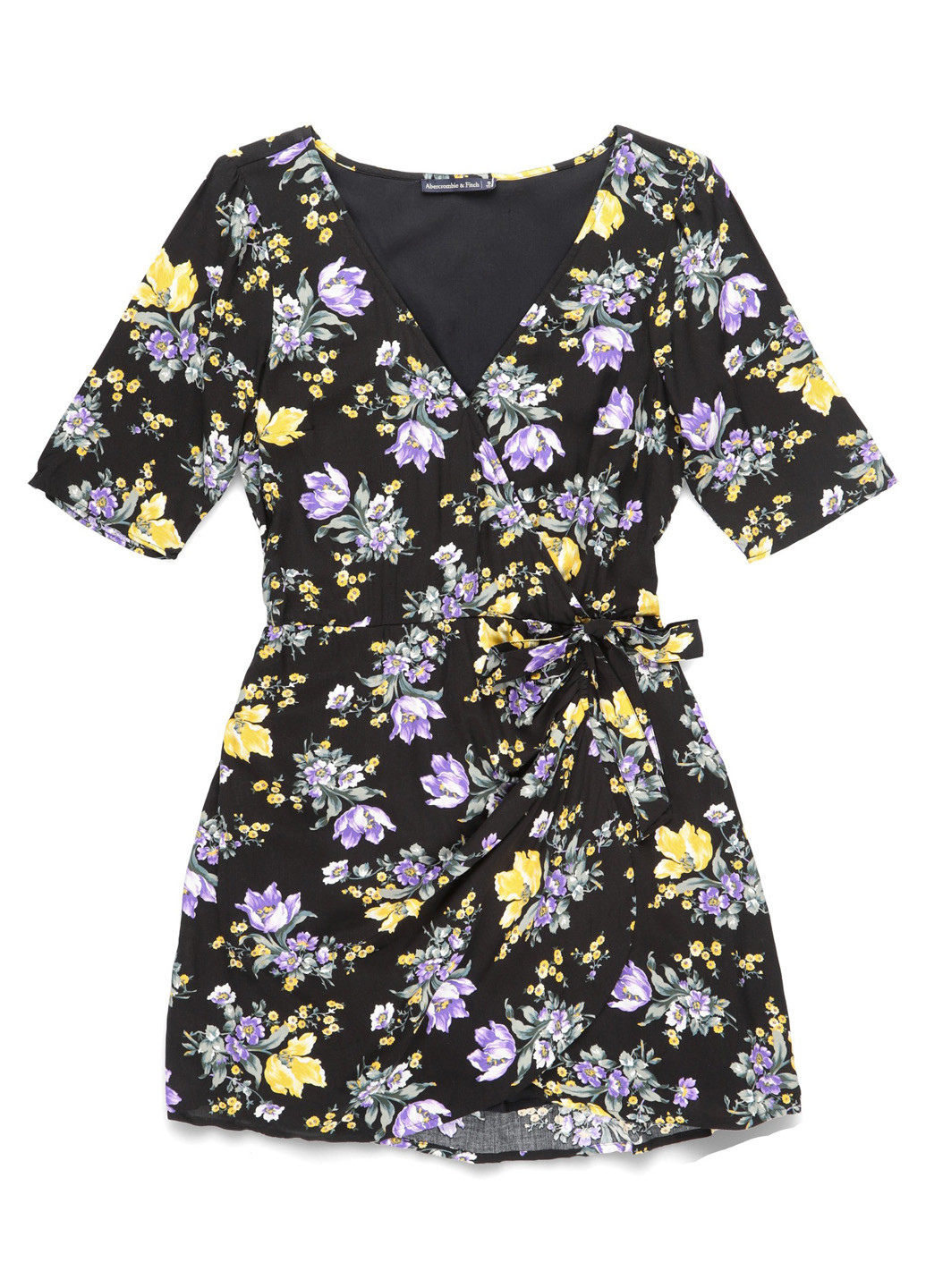 Чорна кежуал сукня на запах Abercrombie & Fitch з квітковим принтом