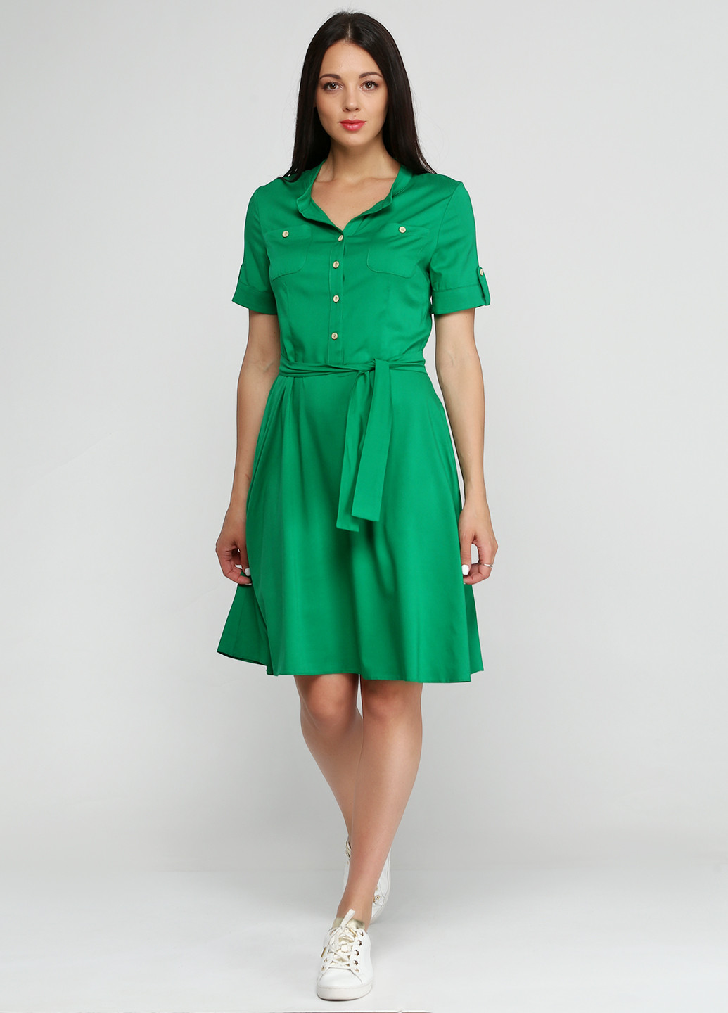Зеленое кэжуал платье Florens однотонное