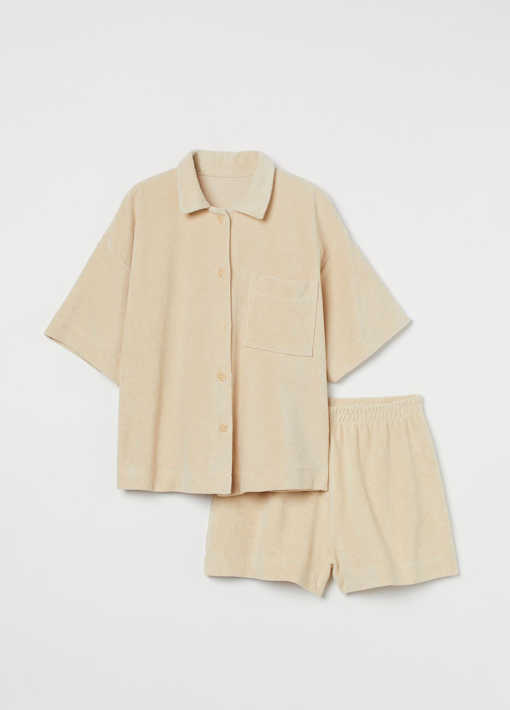 Светло-бежевая всесезон пижама (рубашка, шорты) рубашка + шорты H&M
