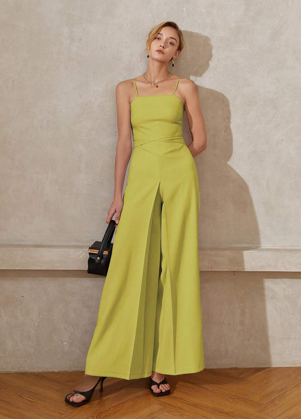 Комбинезон SHEIN комбинезон-брюки однотонный оливковый кэжуал полиэстер
