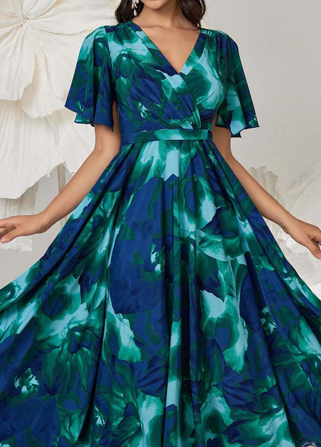 Комбінована кежуал сукня з спідницею-сонце SHEIN з квітковим принтом