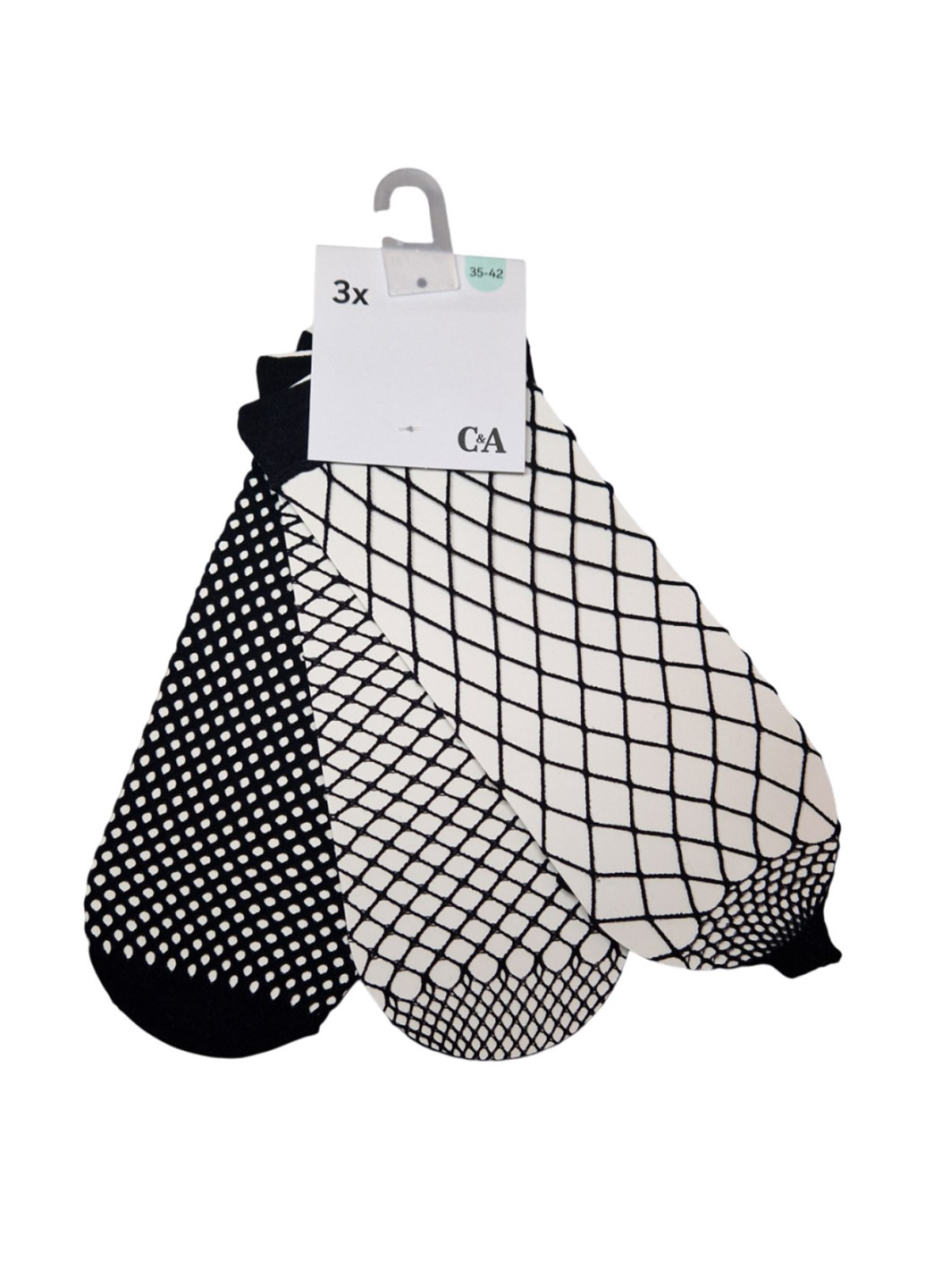 Чёрные носки (3 пары) C&A однотонные (341560695)