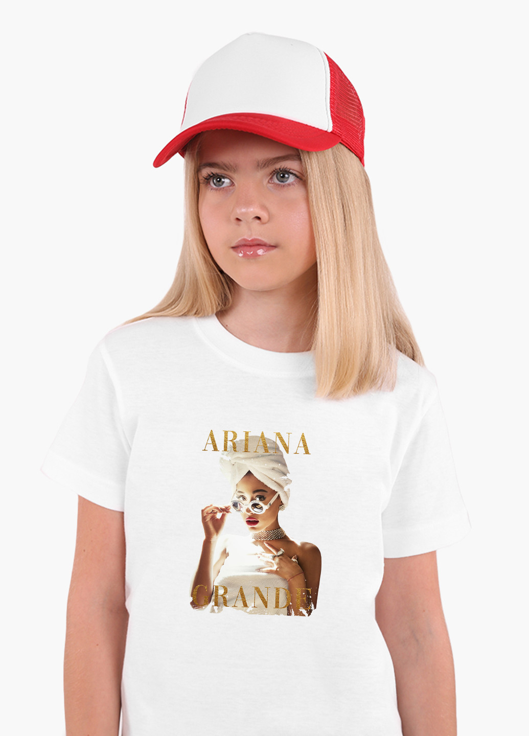 Белая демисезонная футболка детская ариана гранде (ariana grande) белый (9224-1623) 164 см MobiPrint