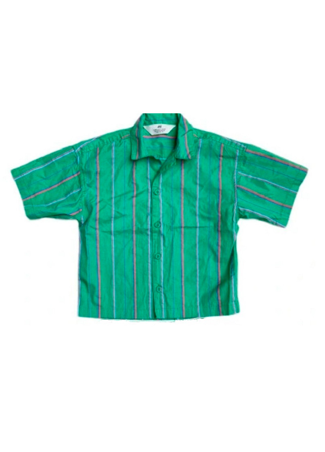 Зеленая кэжуал рубашка в полоску H&M