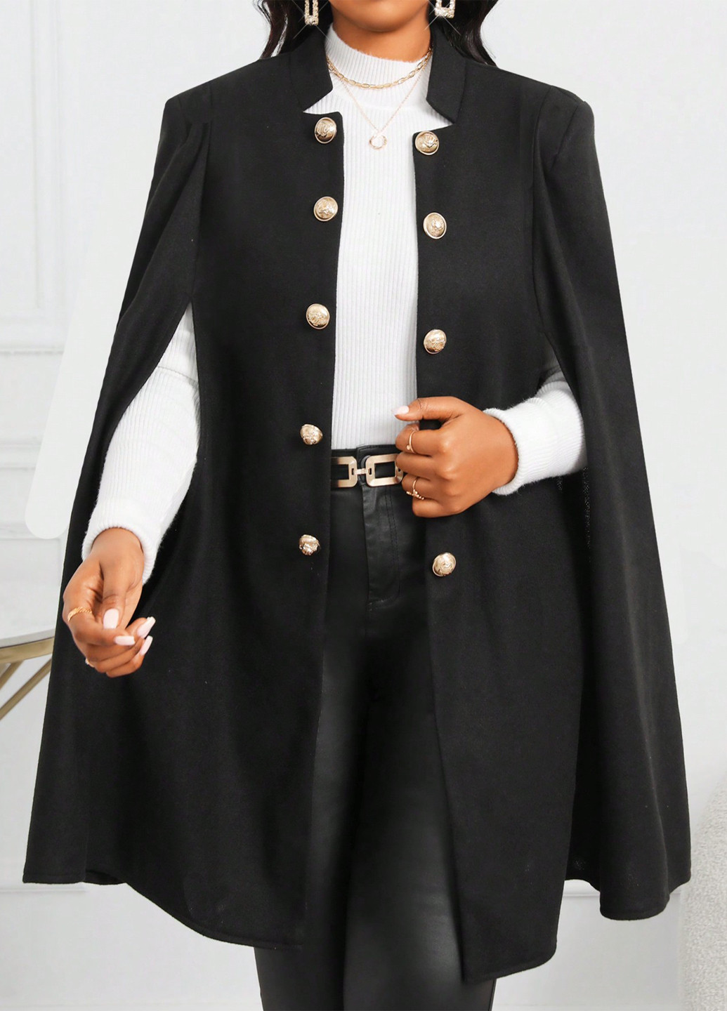 Темно-серое демисезонное Пальто кейп SHEIN