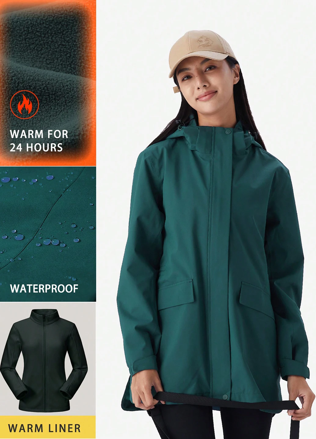 Изумрудная демисезонная куртка SHEIN