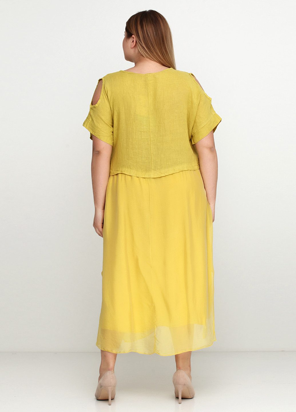 Желтое кэжуал платье New Collection однотонное