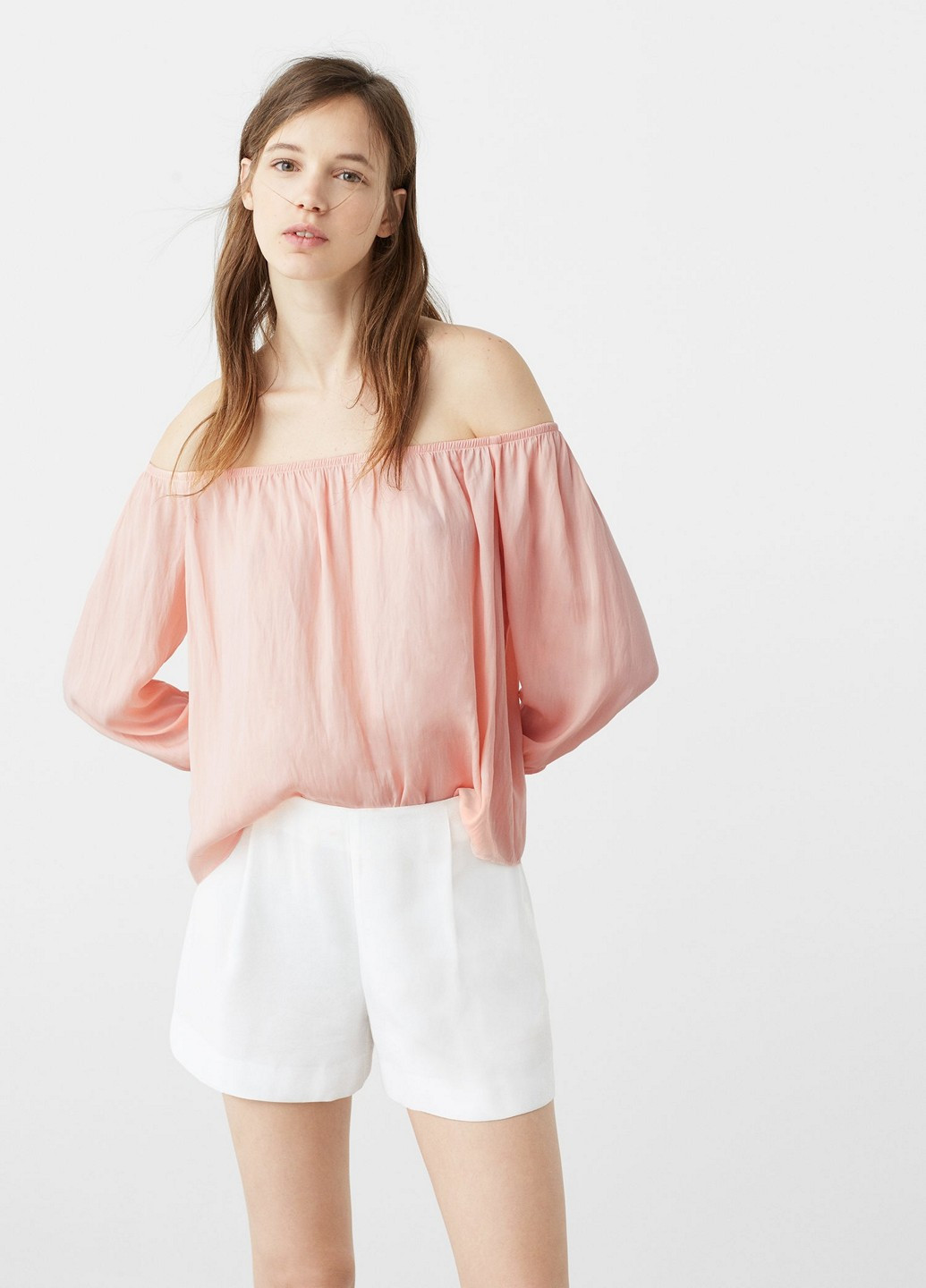 Светло-розовая летняя блуза Mango