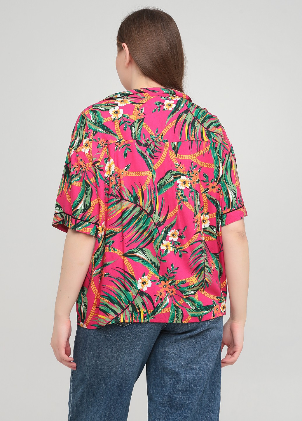 Темно-розовая кэжуал рубашка с цветами C&A